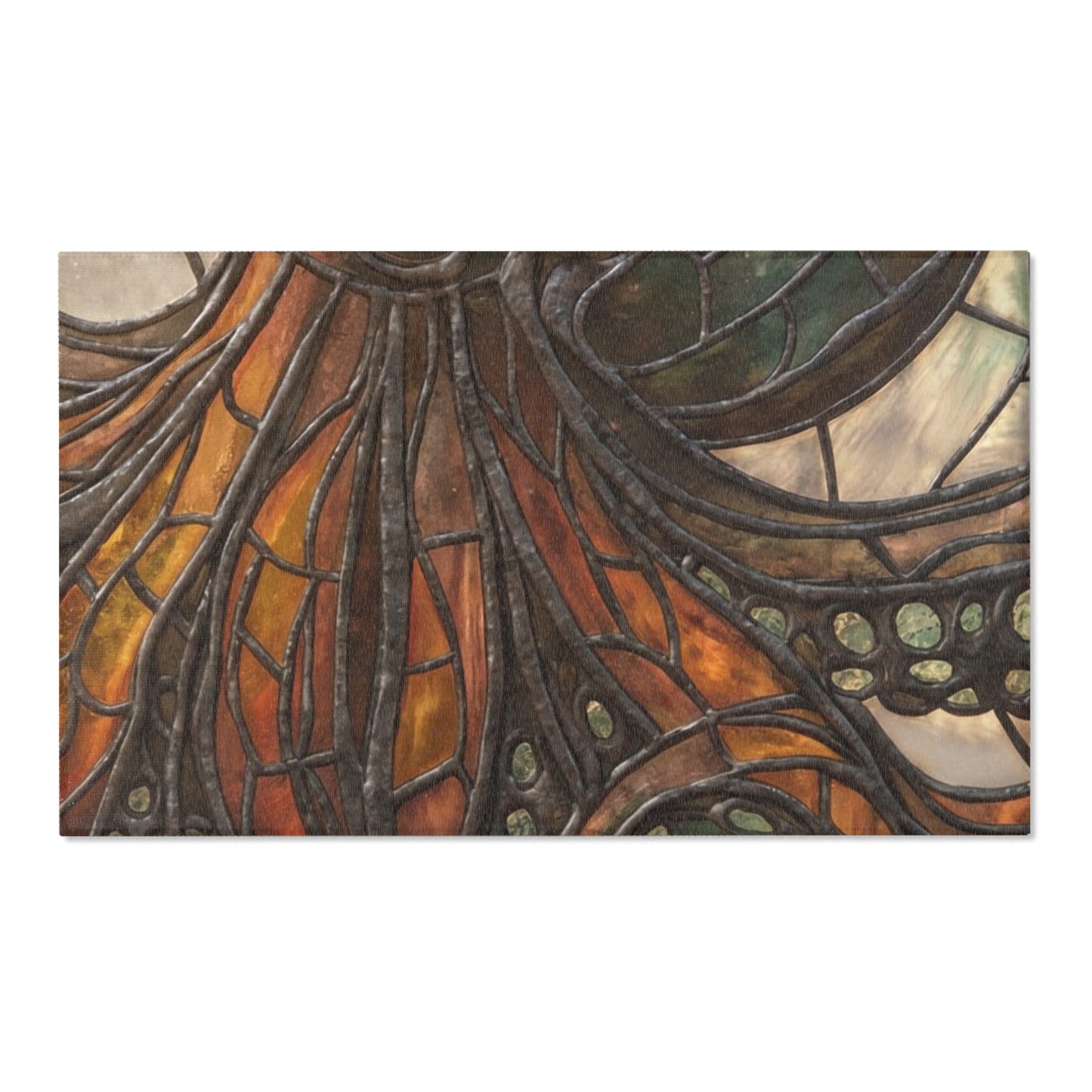 Stained Glass Octopus Area Rug – Amber Tide Dreamscape