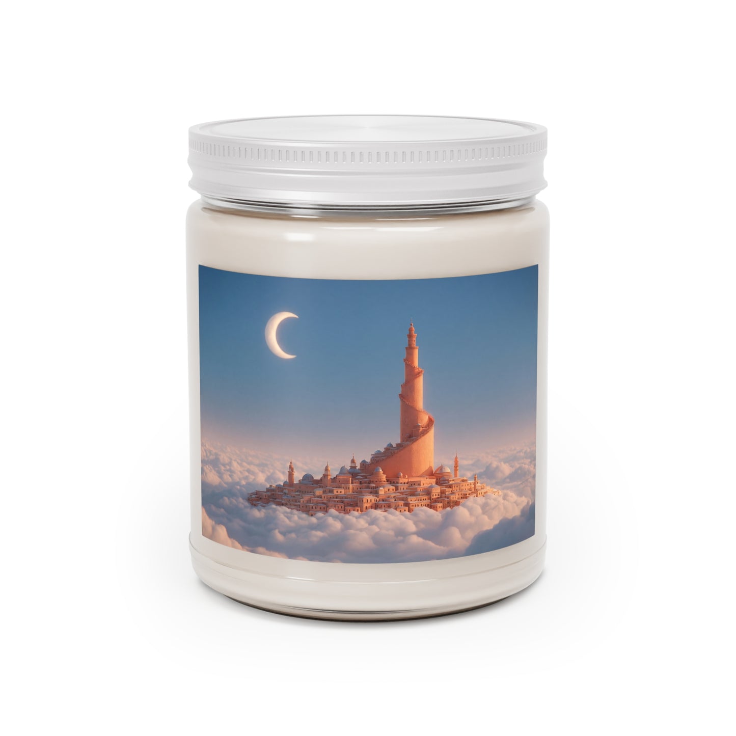 Cloud City Mosque Scented Soy Candles with White Lid, 9oz – Whisper of the Celestial Spire