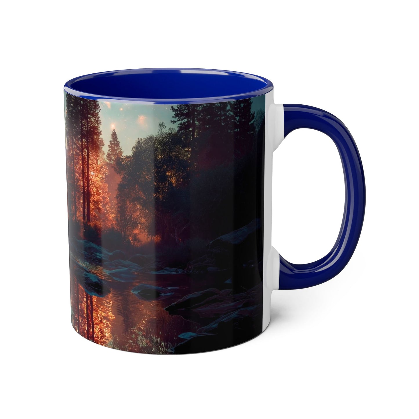 Twilight Mountain Reflection Accent Mugs, 11oz – Obsidian River Dreamscape