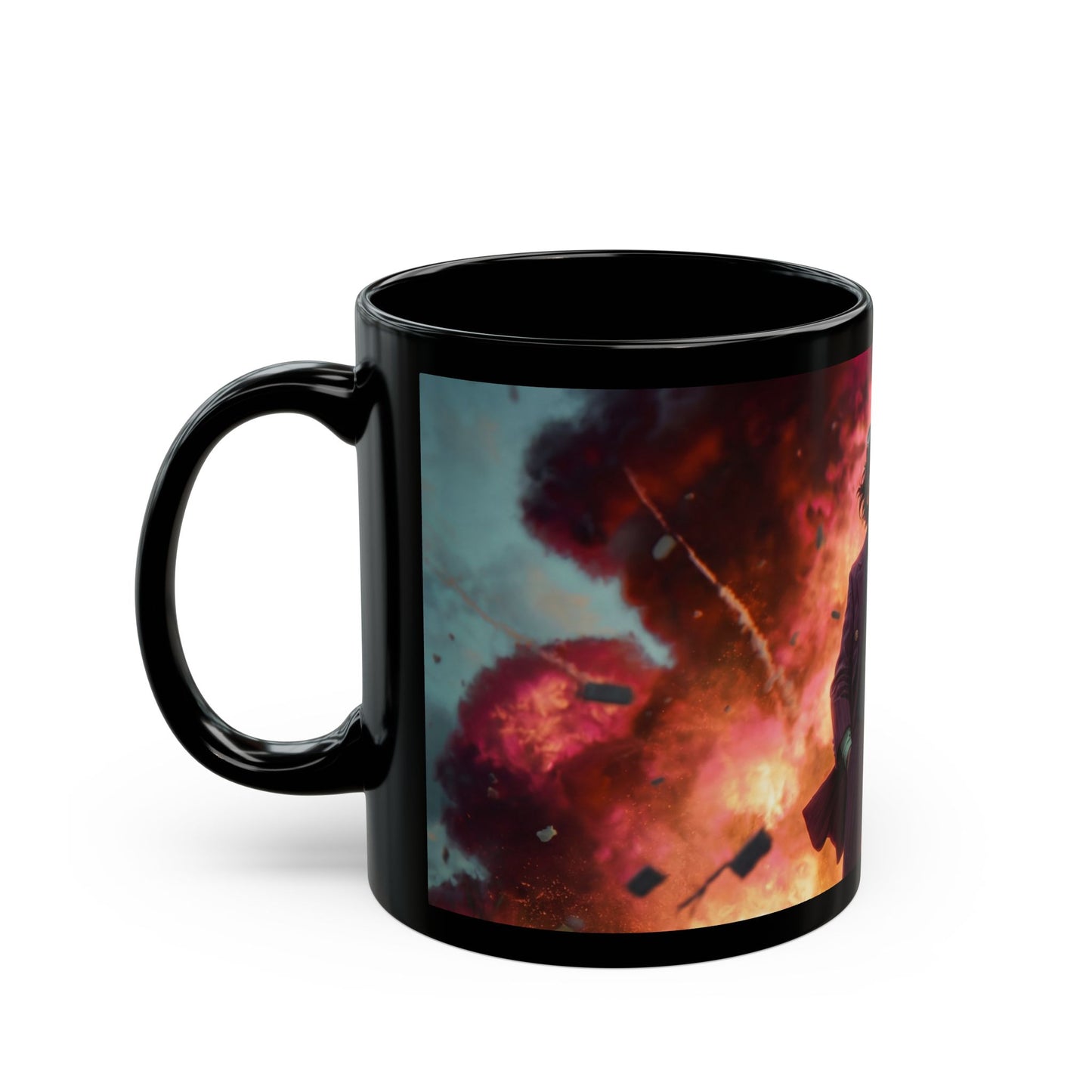 Mad Inventor Amidst Crimson Explosion Mug – Fiery Chaos Couture