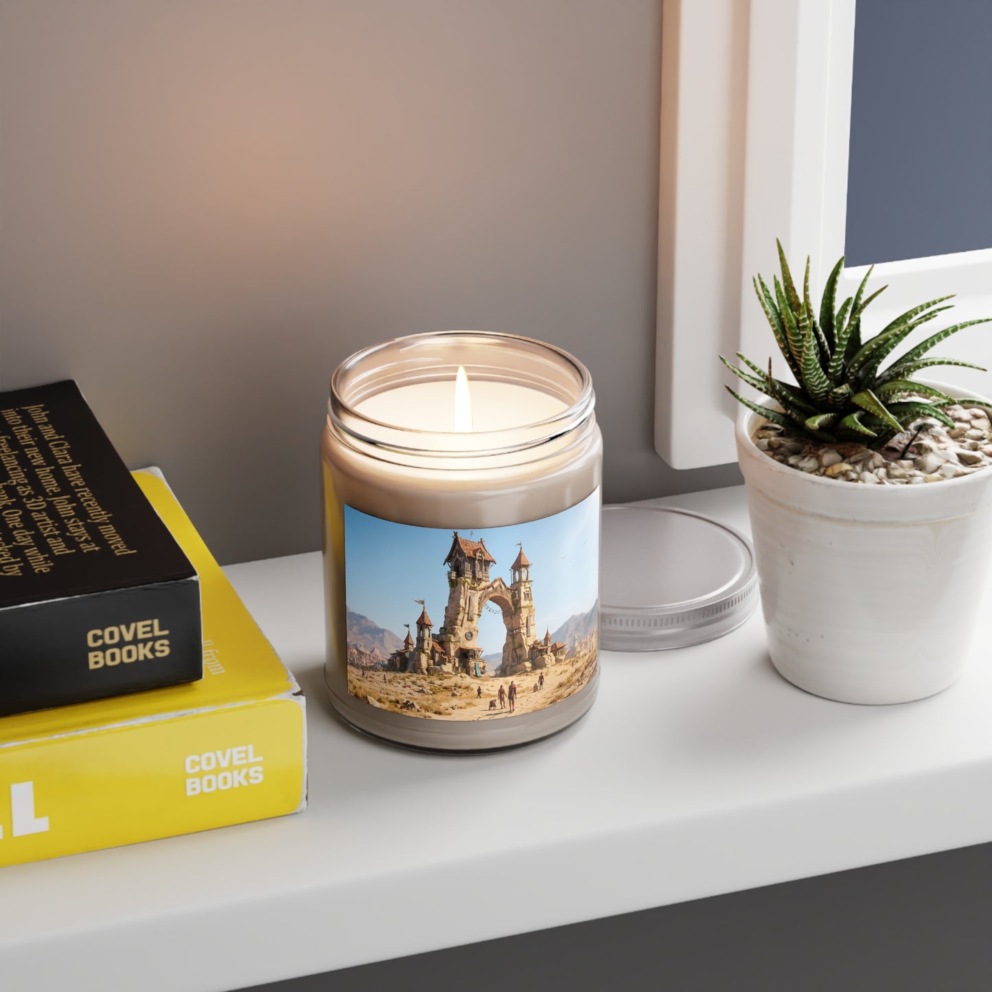 Desert Citadel Scented Soy Candles with White Lid, 9oz – Sun-Kissed Ruins & Wanderer’s Path
