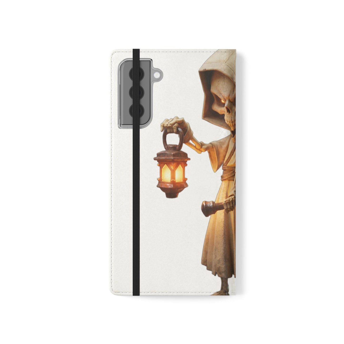 Lantern-Bearing Sentinel Flip Cases – Hooded Guardian with Scythe and Warm Glow