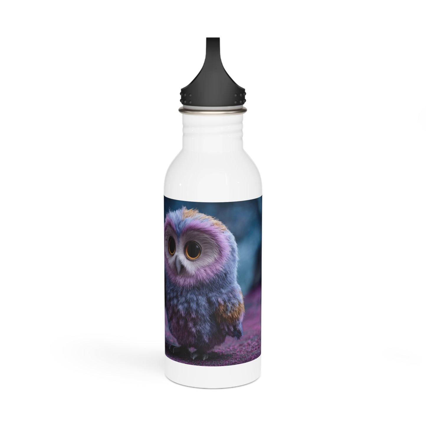 Velvet Owl with Velvet Heart Stainless Steel Water Bottle – Midnight Whimsy Companion