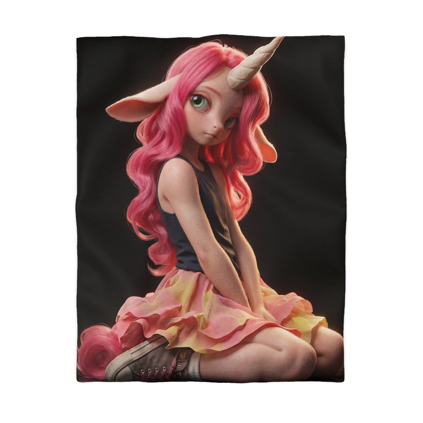 Pink Unicorn Girl Microfiber Duvet Cover – Soft Glow in Your Sleep Sanctuary
