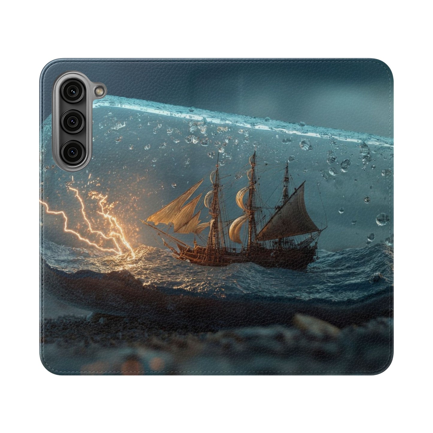 Storm-Struck Galleon Flip Cases – Lightning Inside Glass Bottle