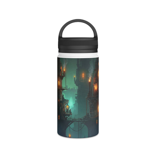Floating City of Ember Stainless Steel Water Bottle, Handle Lid – Glow of the Skyward Towers