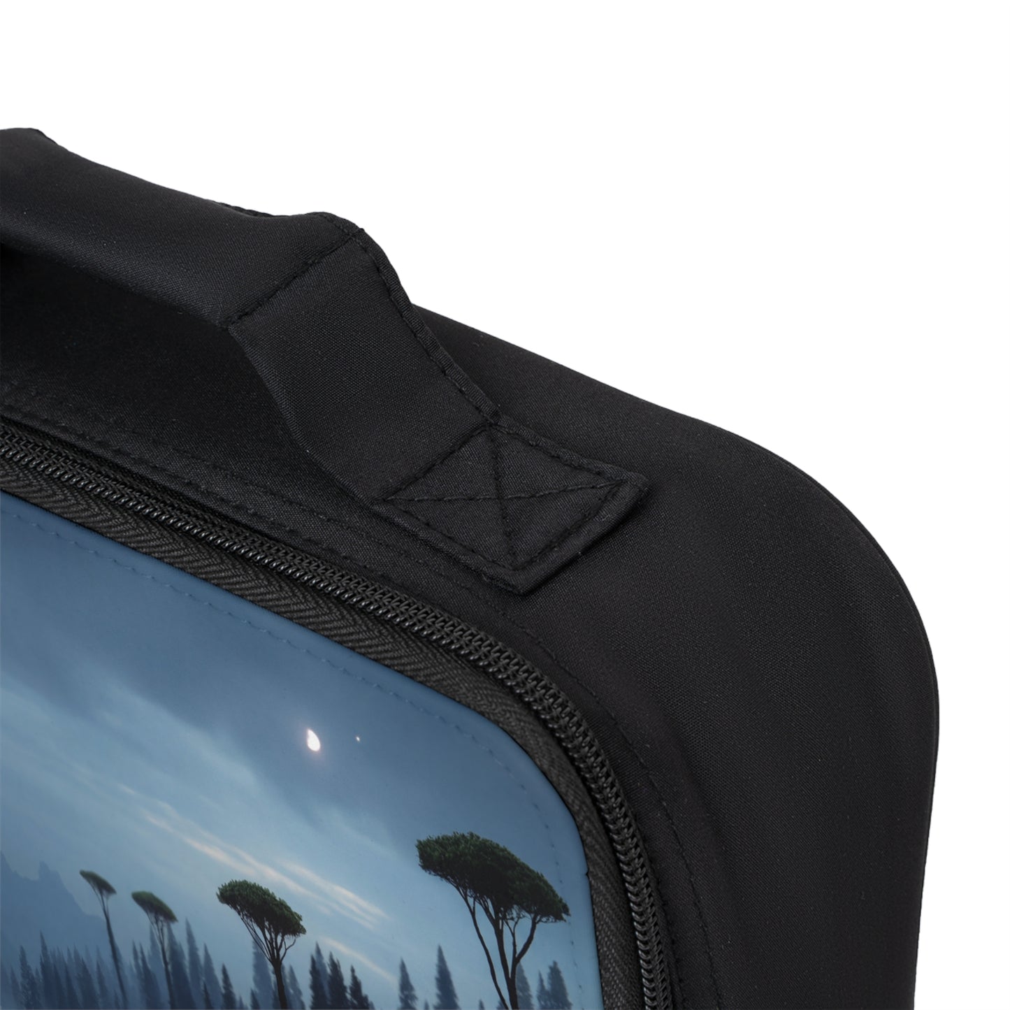 Moonlit Mountain Cabin Lunch Bag – Warm Light in the Deep Blue Stillness