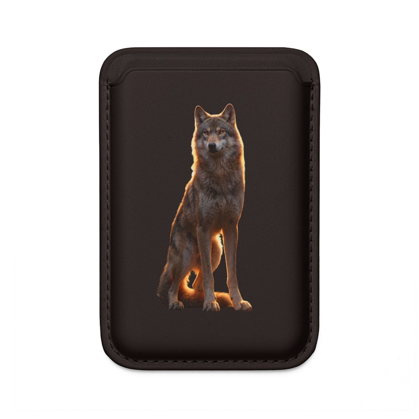 Solitary Wolf Vegan Wallet (Magsafe® Compatible) – Amber Glow Sentinel