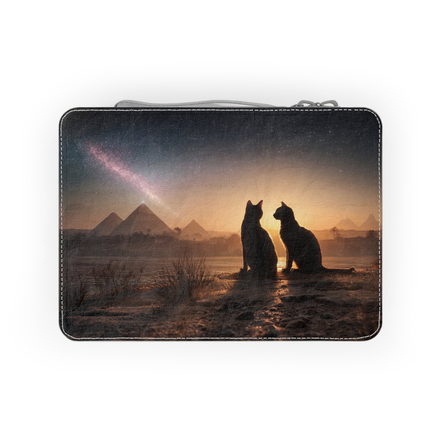Twin Cats Stargazing Paper Lunch Bag – Egyptian Pyramids Sunset