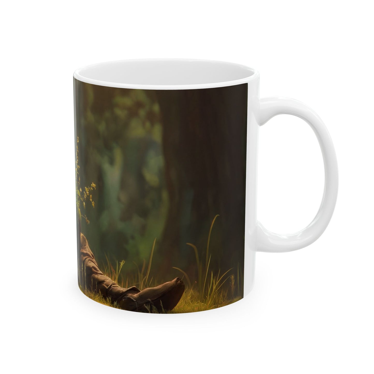 Forest Sentinel Ceramic Mug – (11oz, 15oz) Glowing Eye in the Verdant Glow