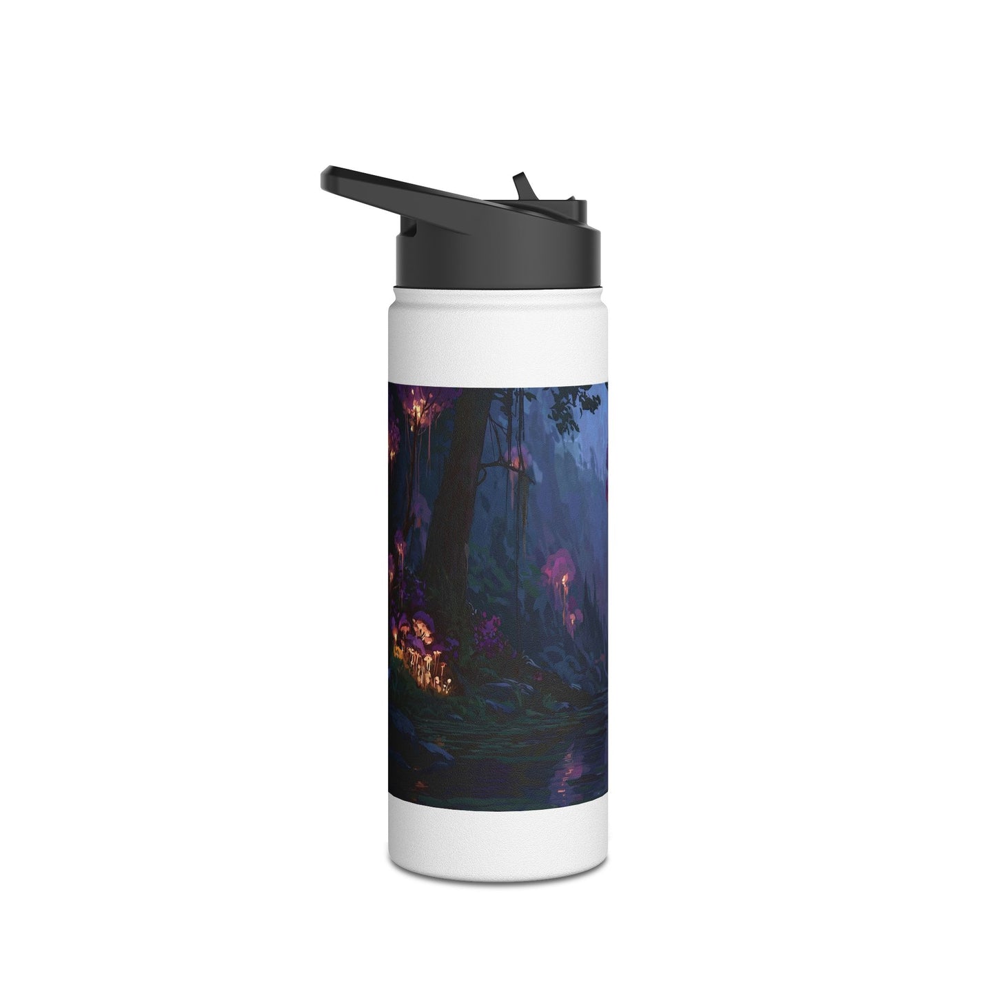 Bioluminescent Grove Stainless Steel Water Bottle – Twilight’s Whispering River