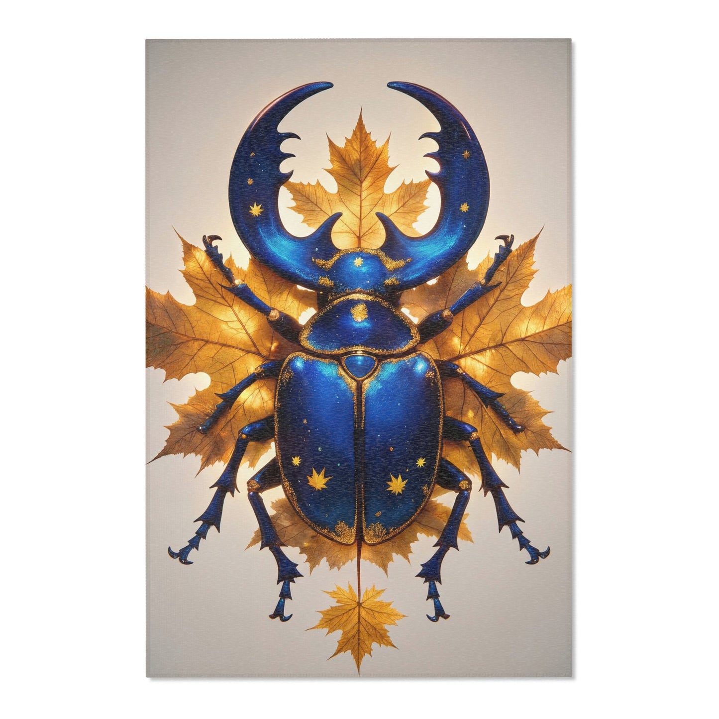 Celestial Beetle Area Rugs – Starlit Blue Guardian Among Autumn Leaves