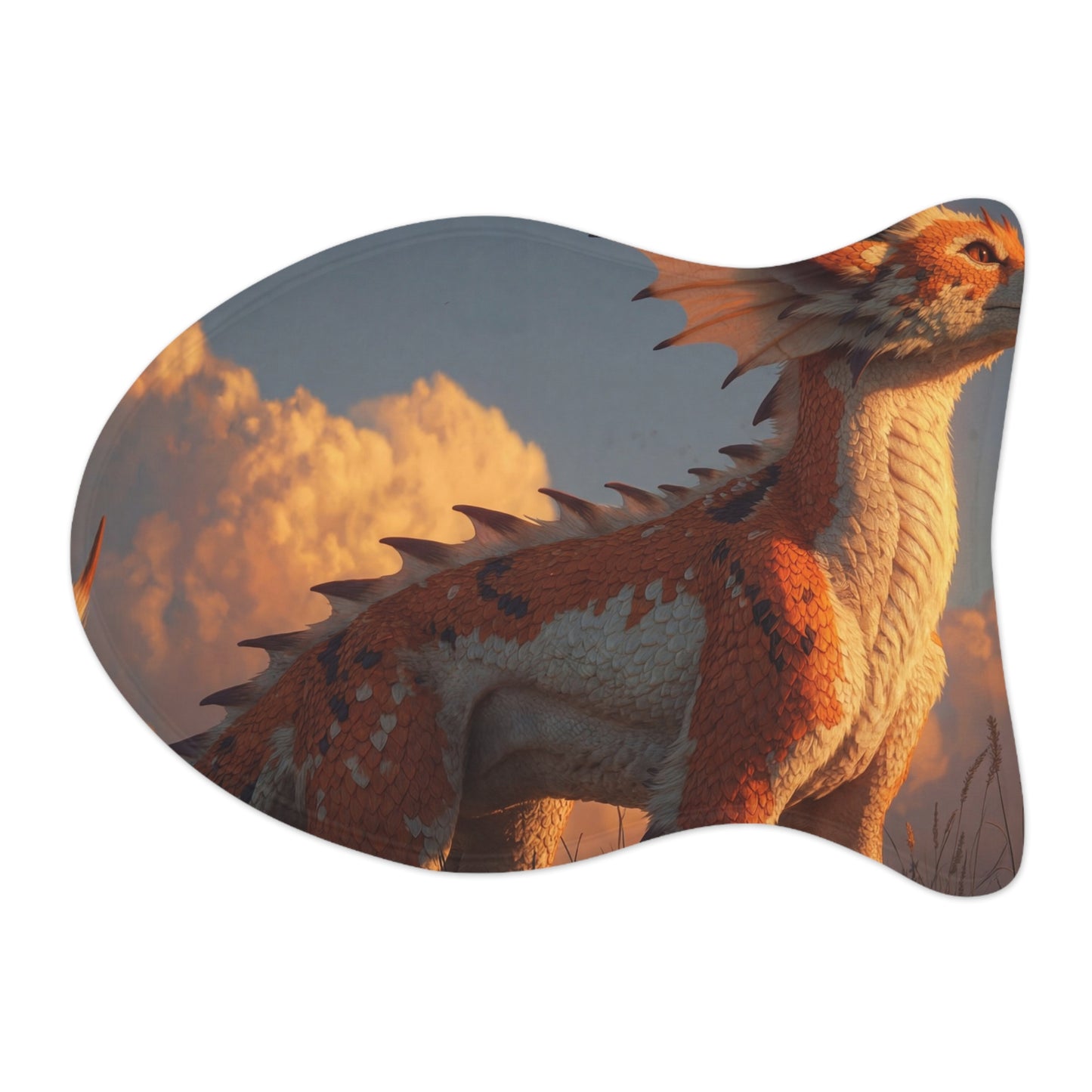 Sunset Sentinel Dragon Pet Feeding Mats – Warm Ember Meadow Glow