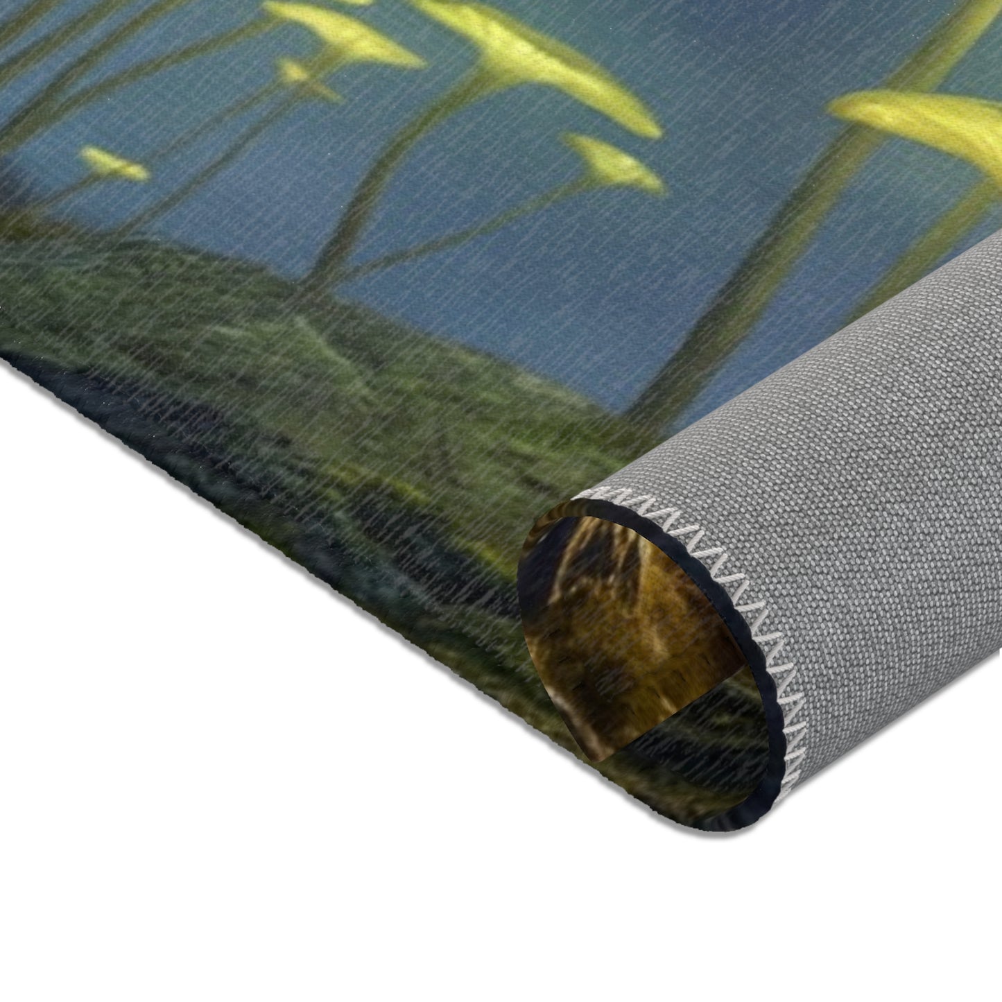 Luminescent Mushroom Cottage Rug – Twilight Haven by the Lake