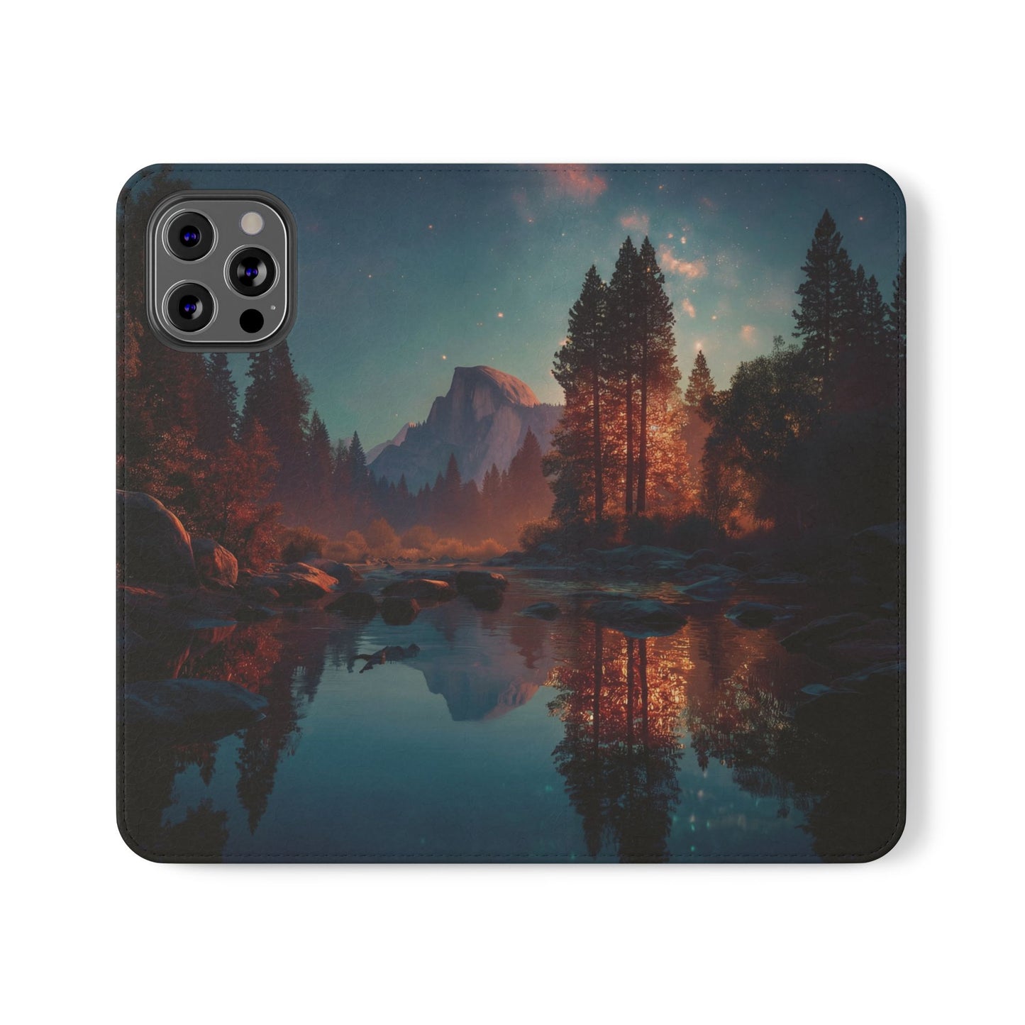 Starlit Valley Flip Cases – Twilight River and Half Dome Reflections