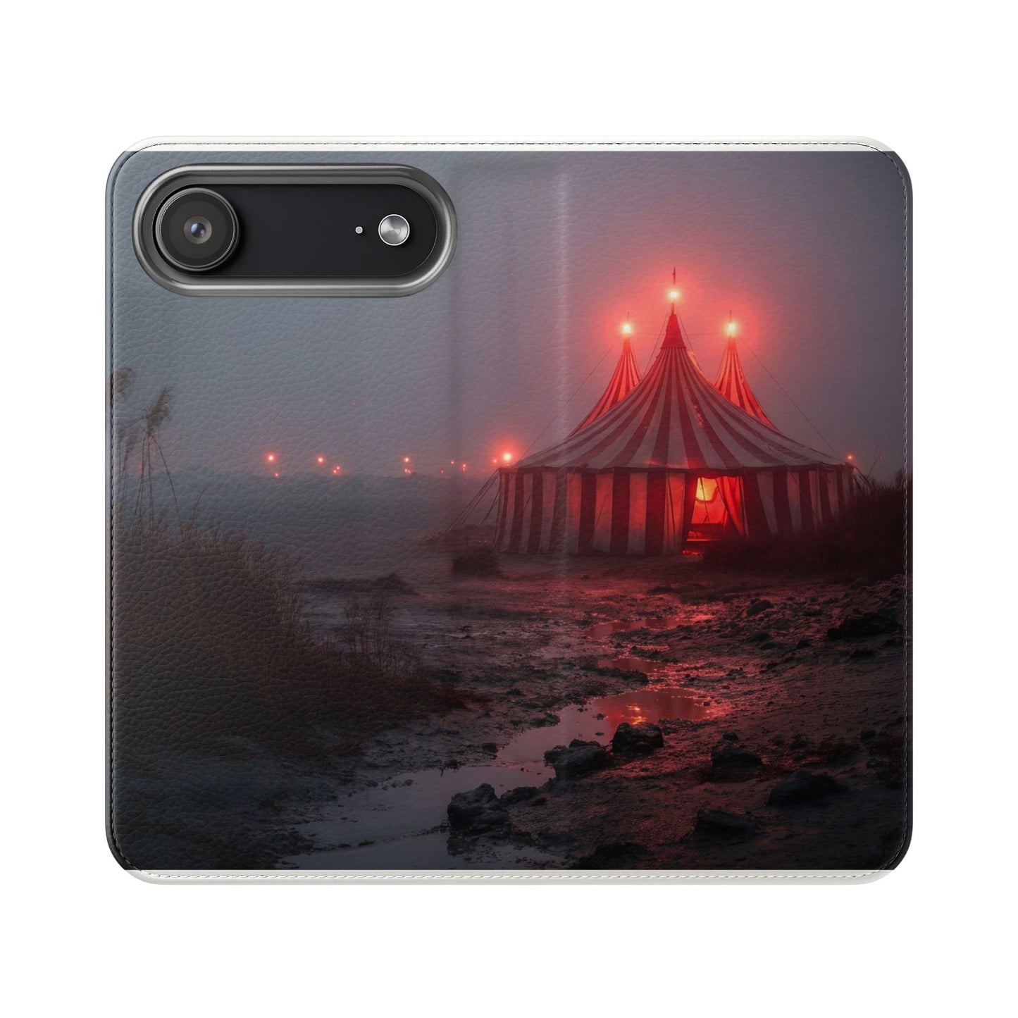 Crimson Circus Tent Flip Cases – Misty Coastside Lantern Scene