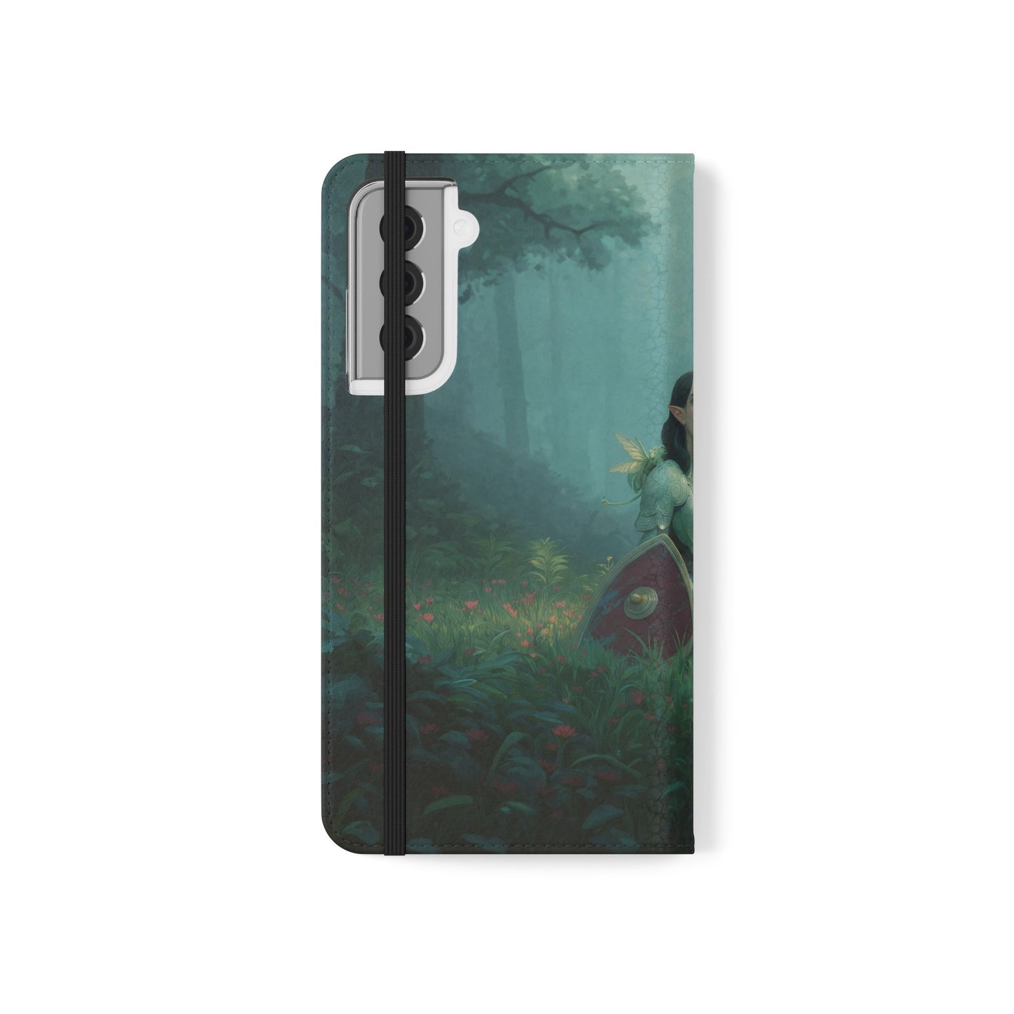 Woodland Sentinel Flip Cases – Green Knight in Misty Grove