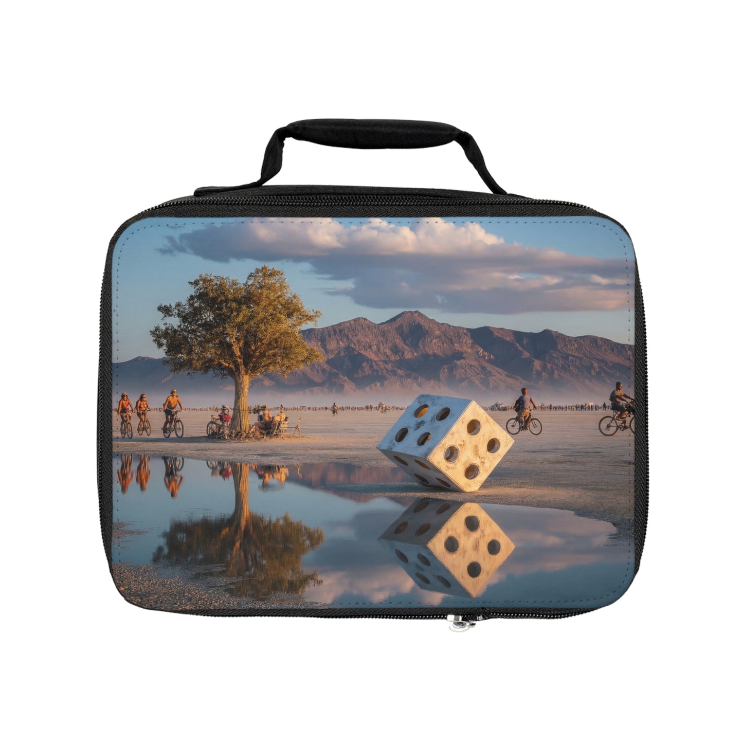 Giant Dice Desert Lunch Bag – Sunset Reflection at Burning Man