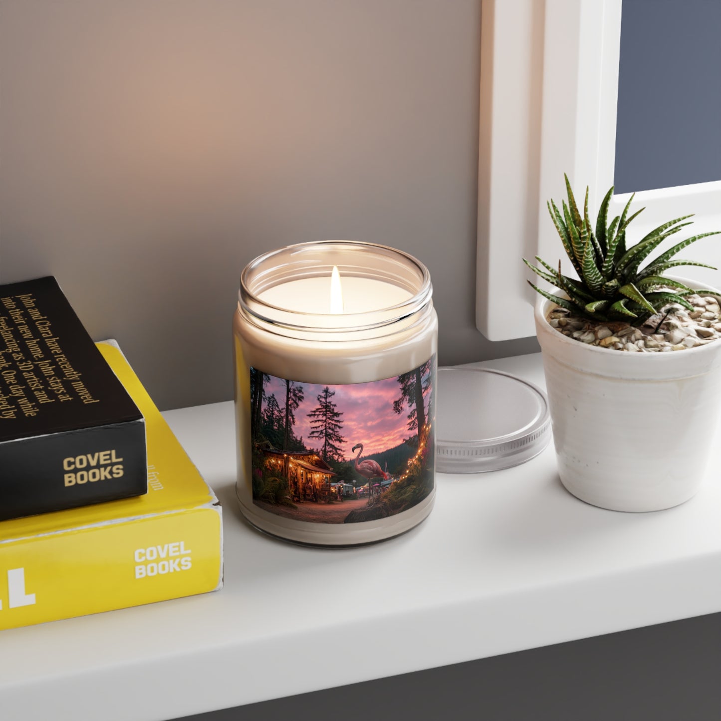 Forest Flamingo Scented Soy Candles with White Lid, 9oz – Twilight Campground Serenity