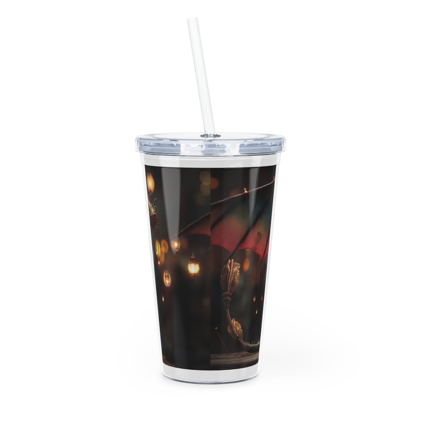 Celestial Dragon Plastic Tumbler with Straw – Twilight Parade in Silk Wings