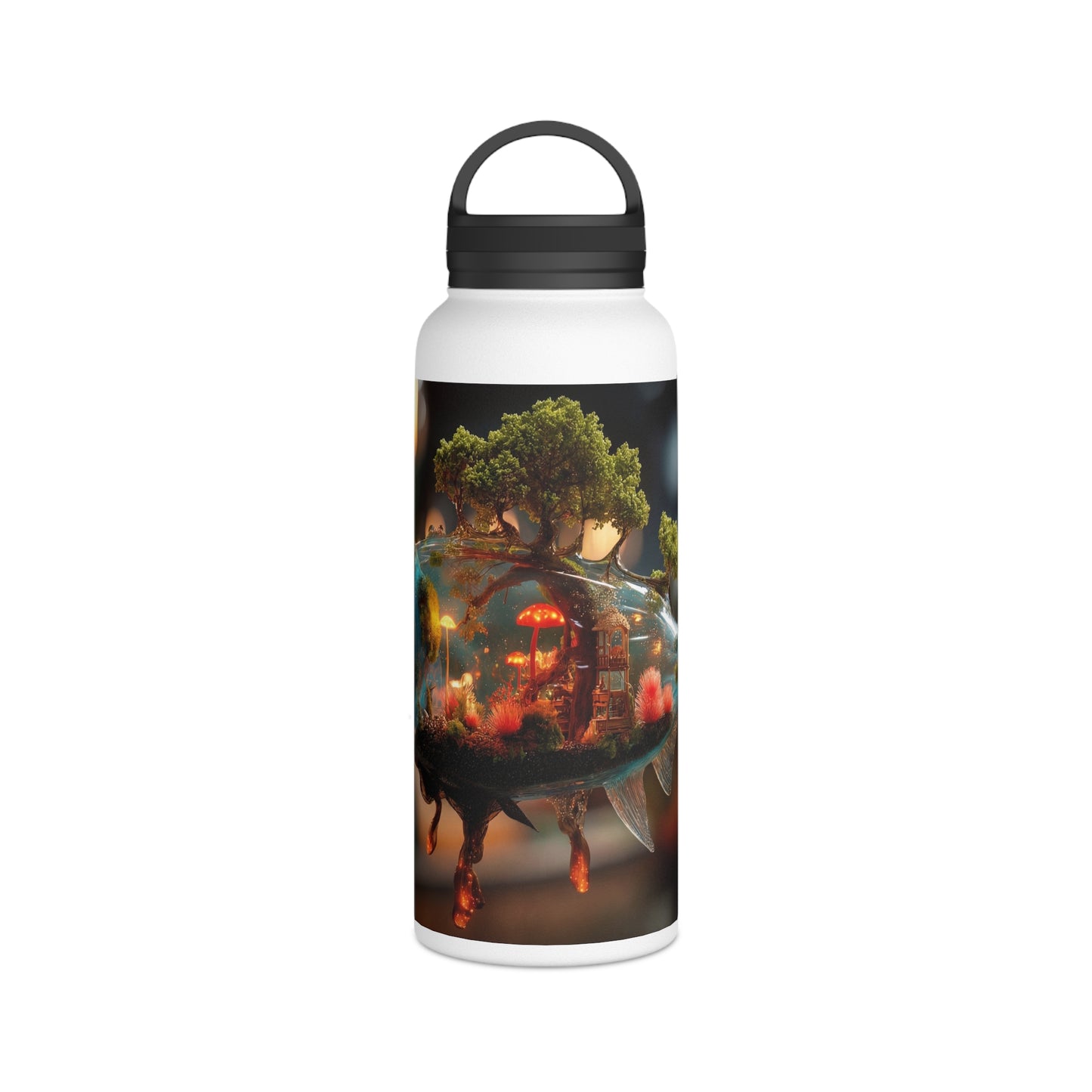 Pocket Forest Fish Water Bottle – Handle Lid – Aqua Realm Sanctuary