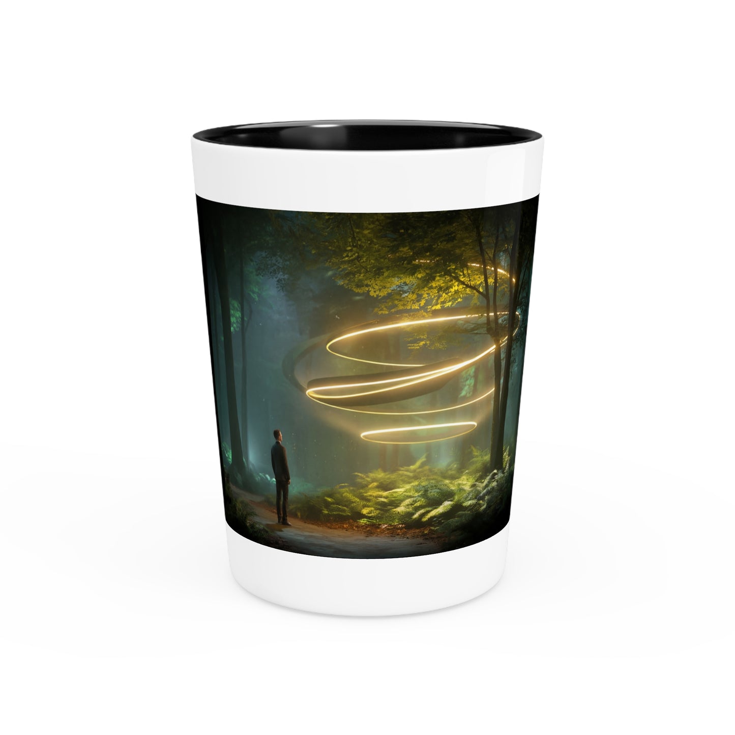 Golden Spiral Sentinel Shot Glass – Forest Guardian Light Vortex