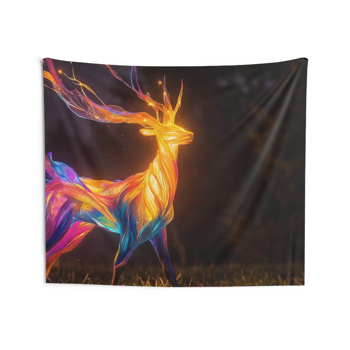Chromatic Stag Indoor Wall Tapestries – Electric Forest Luminescence