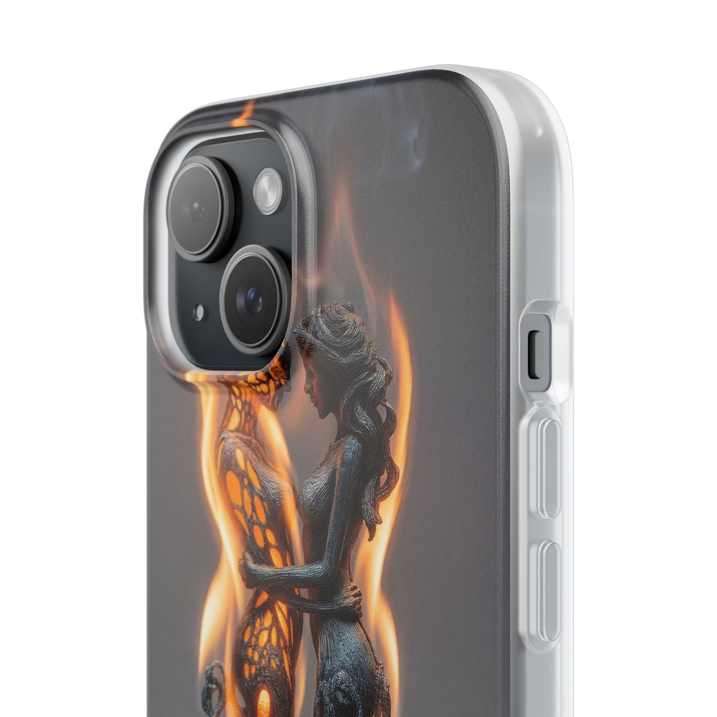 Flame-Embraced Lovers Flexi Cases – Intimate Glow Within the Fire