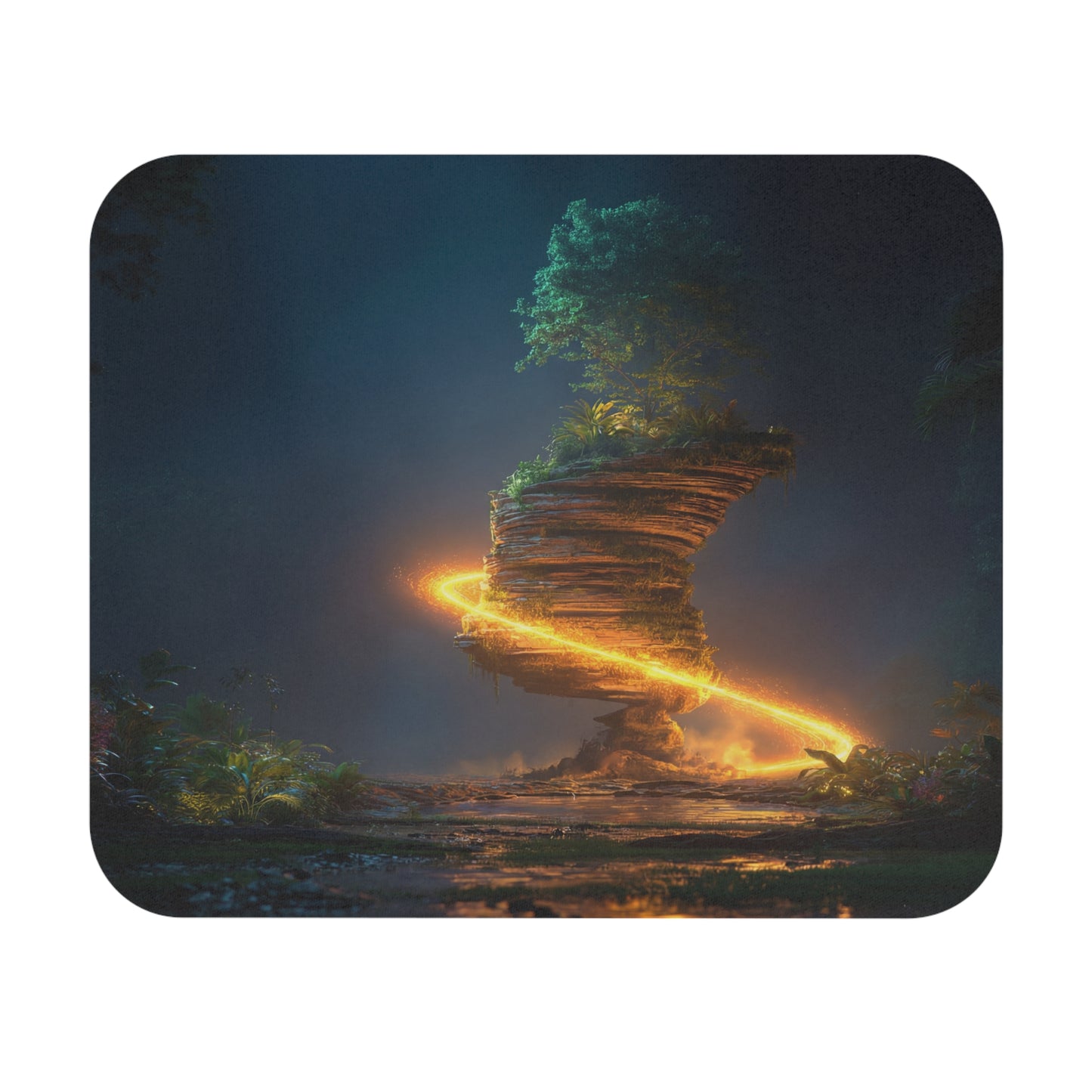Floating Island Tree Mouse Pad (Rectangle) – Luminous Twilight Portal