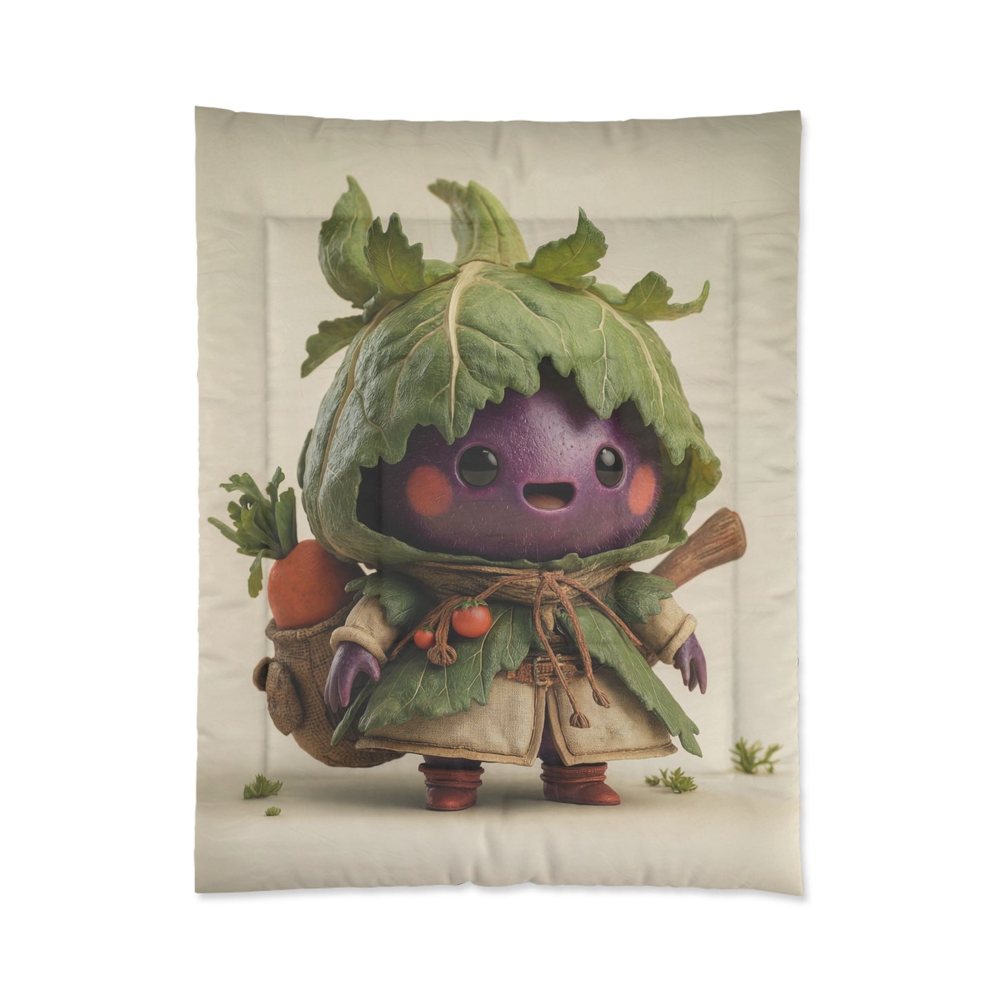 Purple Eggplant Gardener Comforter – Leafy Harvest Adventure
