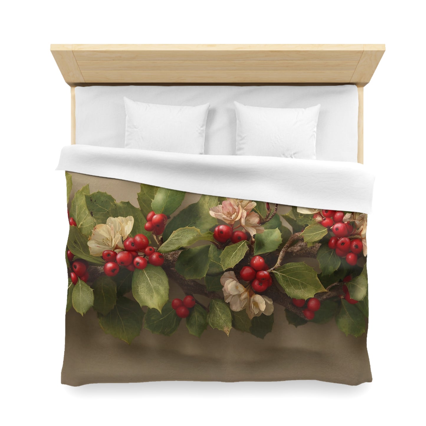 Winter Berry Garland Microfiber Duvet Cover – Velvet Berries & Fading Blossoms