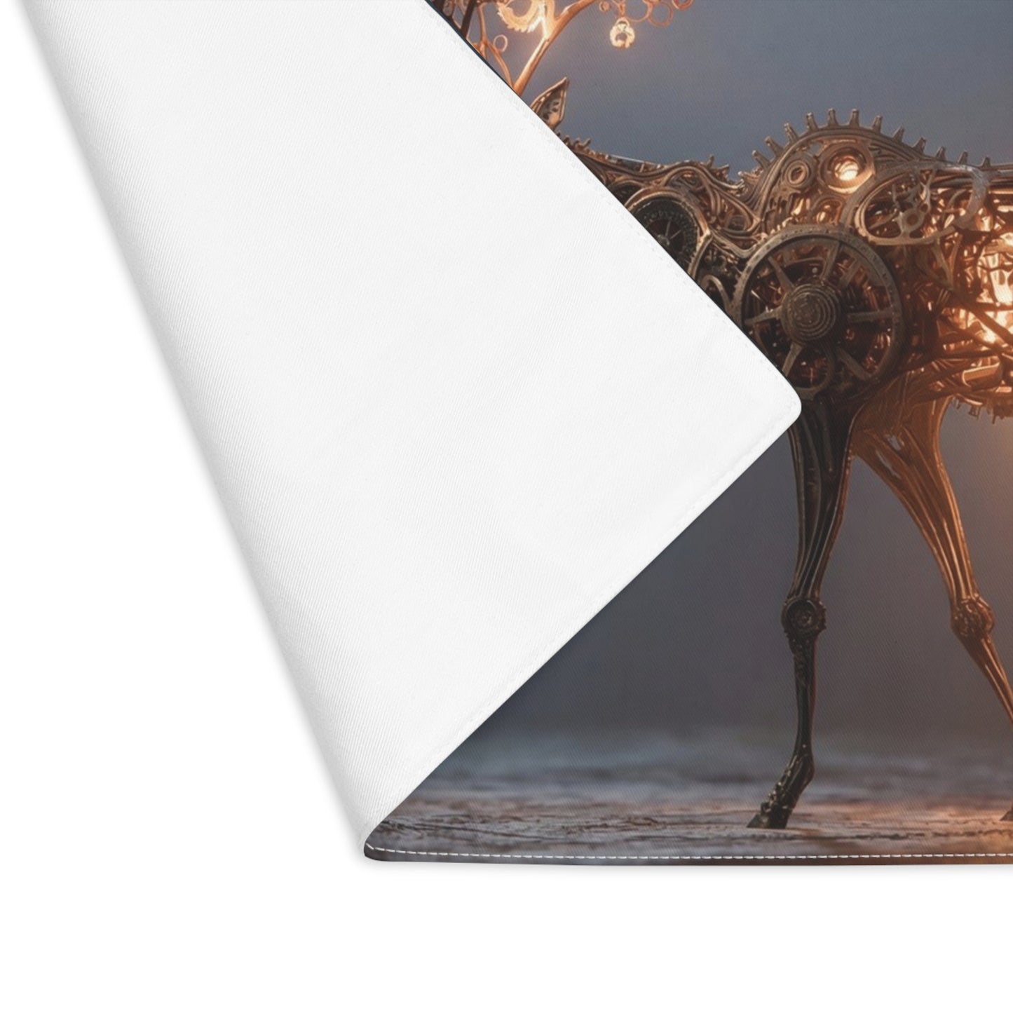 Gearheart Deer Placemat – Luminescent Steampunk Forest Sentinel