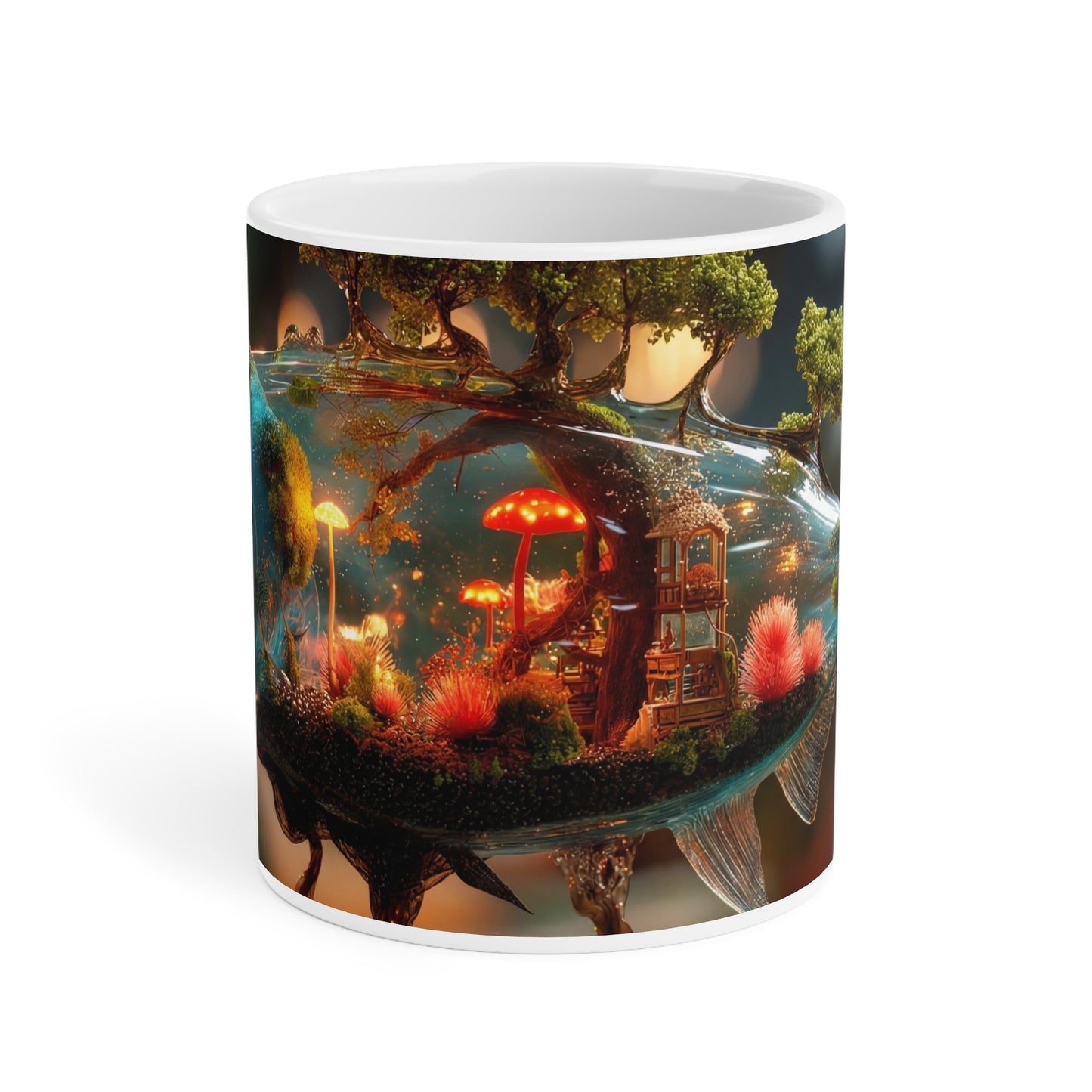 Forest Within Fish Ceramic Mugs (11oz\15oz\20oz) – Bioluminescent Sanctuary
