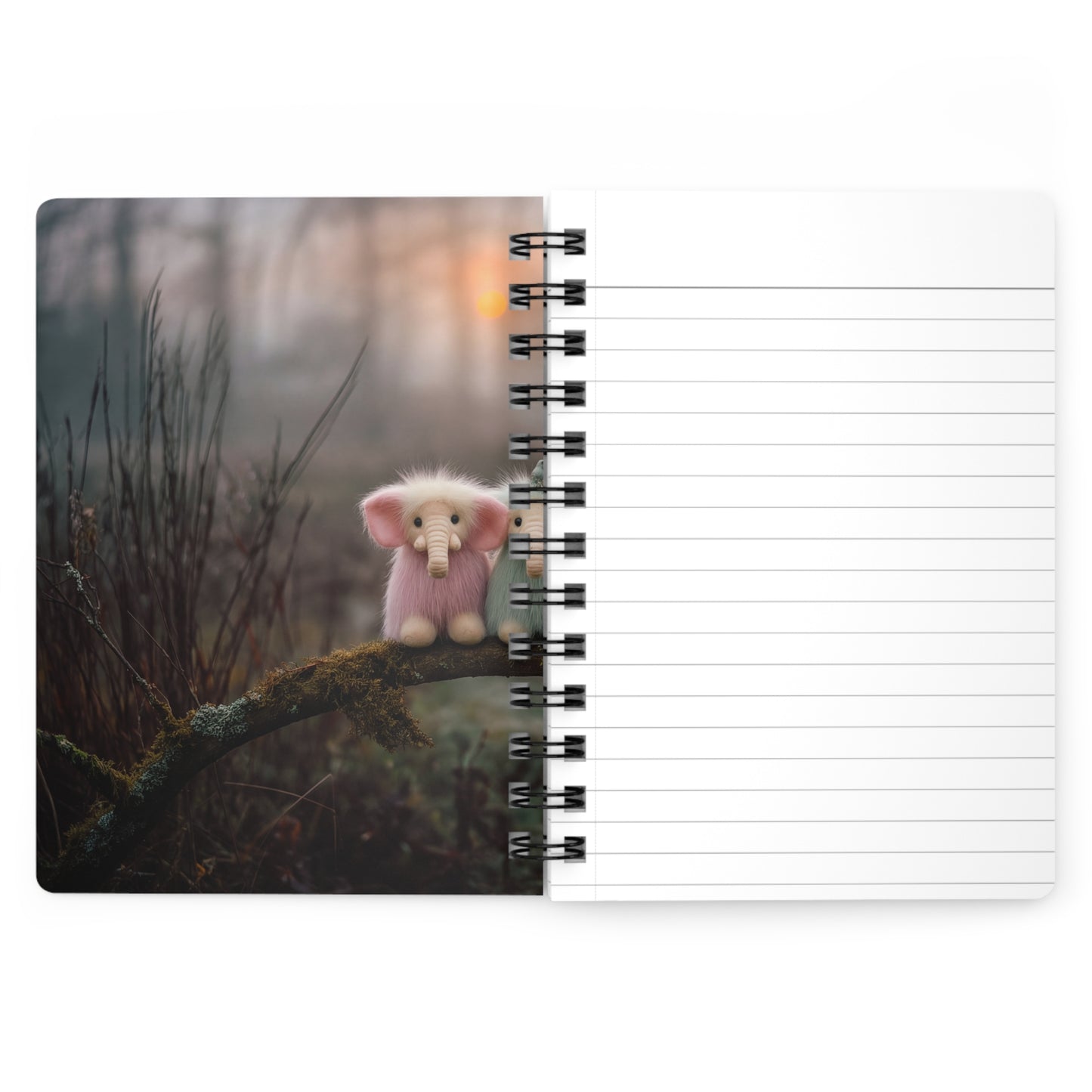 Three Furry Elephant Friends Spiral Bound Journal – Twilight Woods Companion