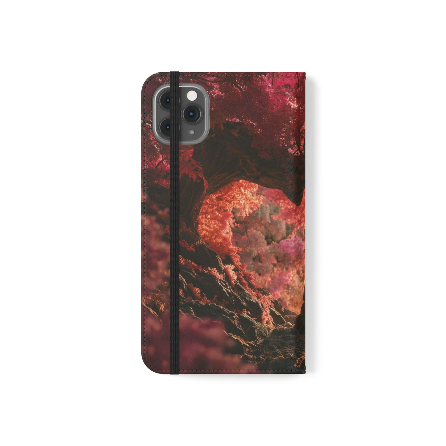 Crimson Arch Flip Cases – Heart-Shaped Canopy Romance