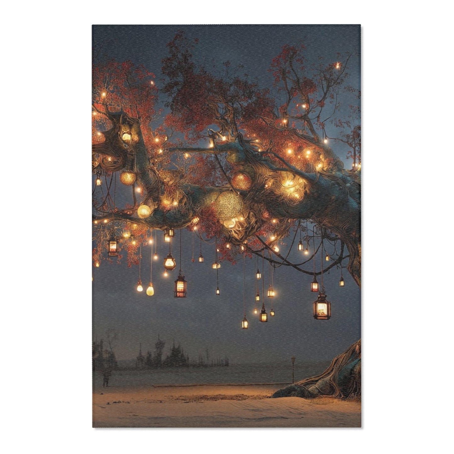 Luminous Wisp Tree Area Rug – Desert Nightglow Oasis