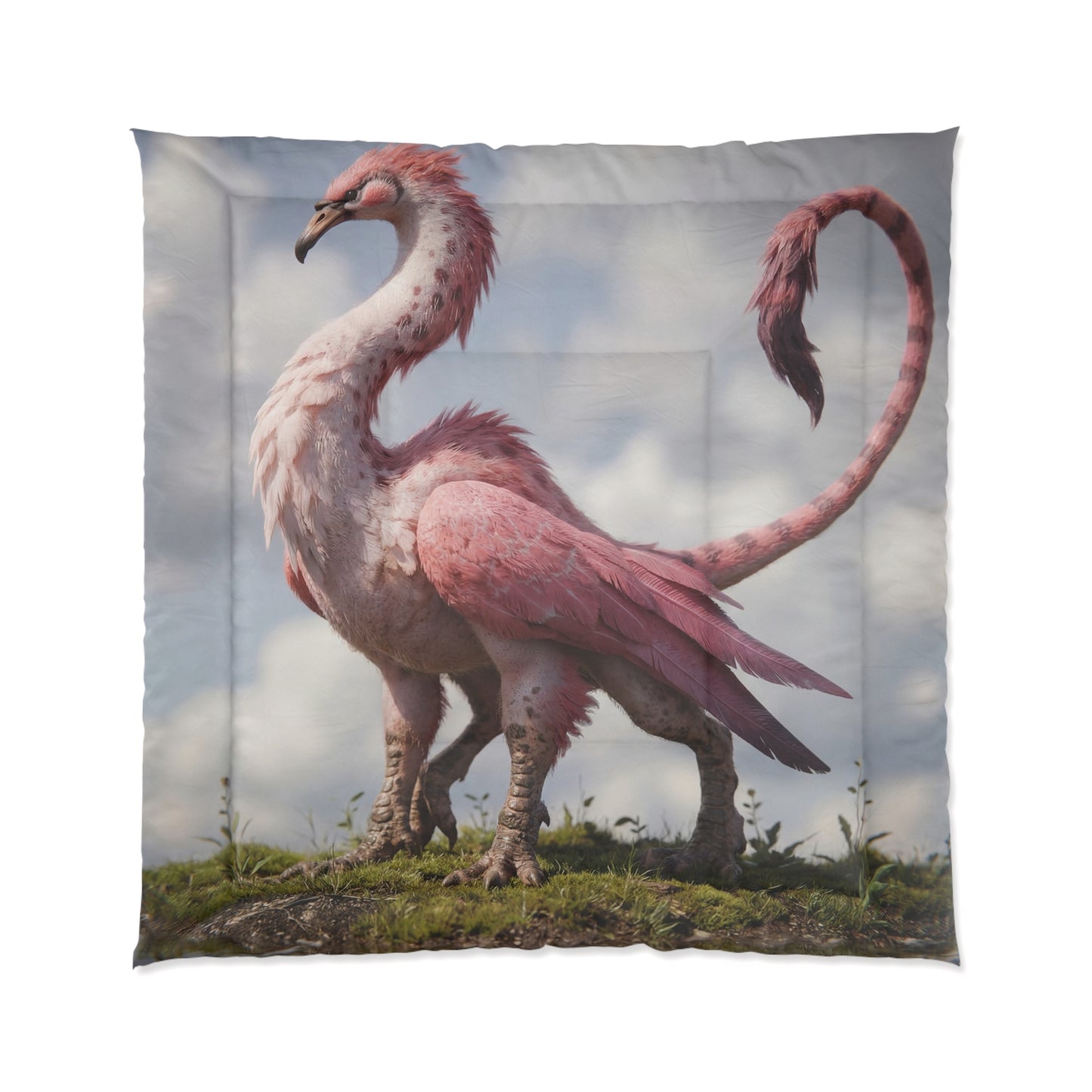Pink Dawn Seraph Comforter – Ethereal Feathered Guardian