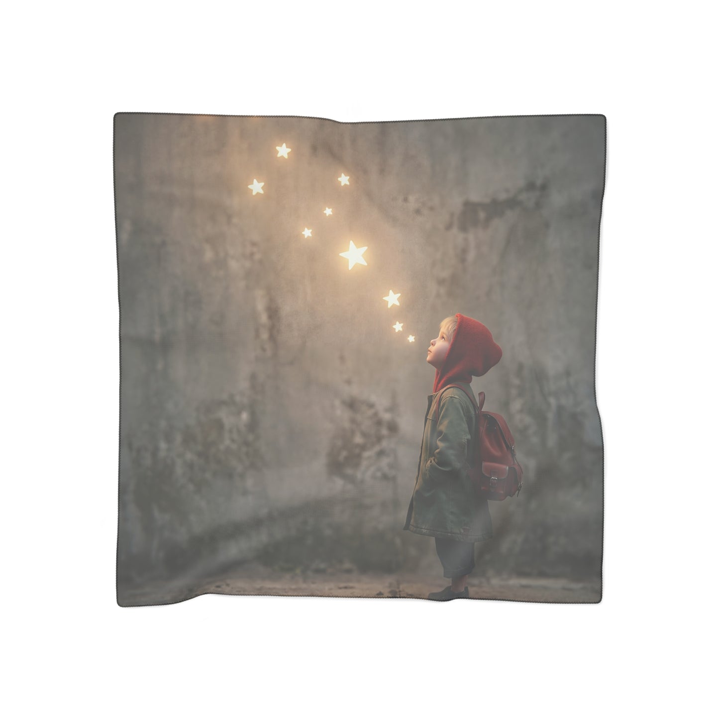 Star-Gazing Child Poly Scarf – Warm Glow Constellation Dreamscape