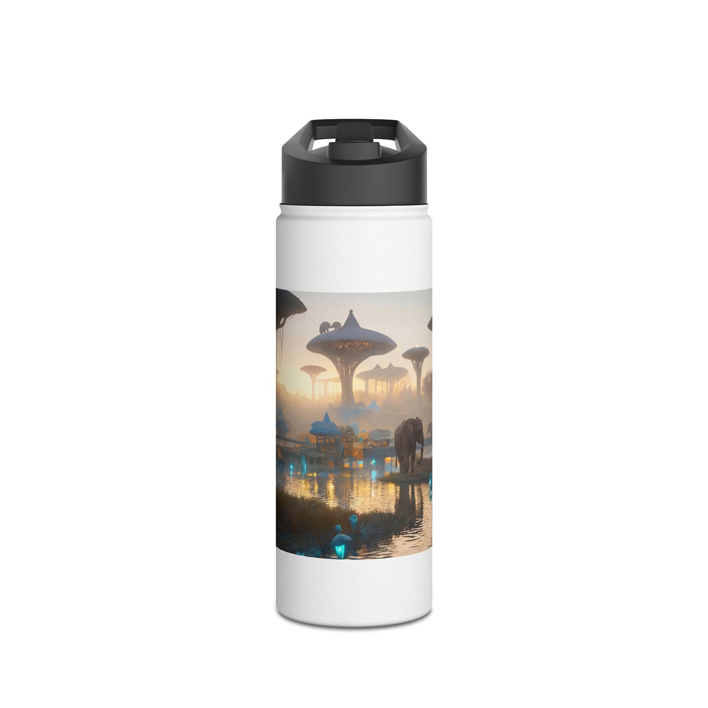 Misty Savannah Elephants Stainless Steel Water Bottle, Standard Lid – Dawn’s Whispering Herd
