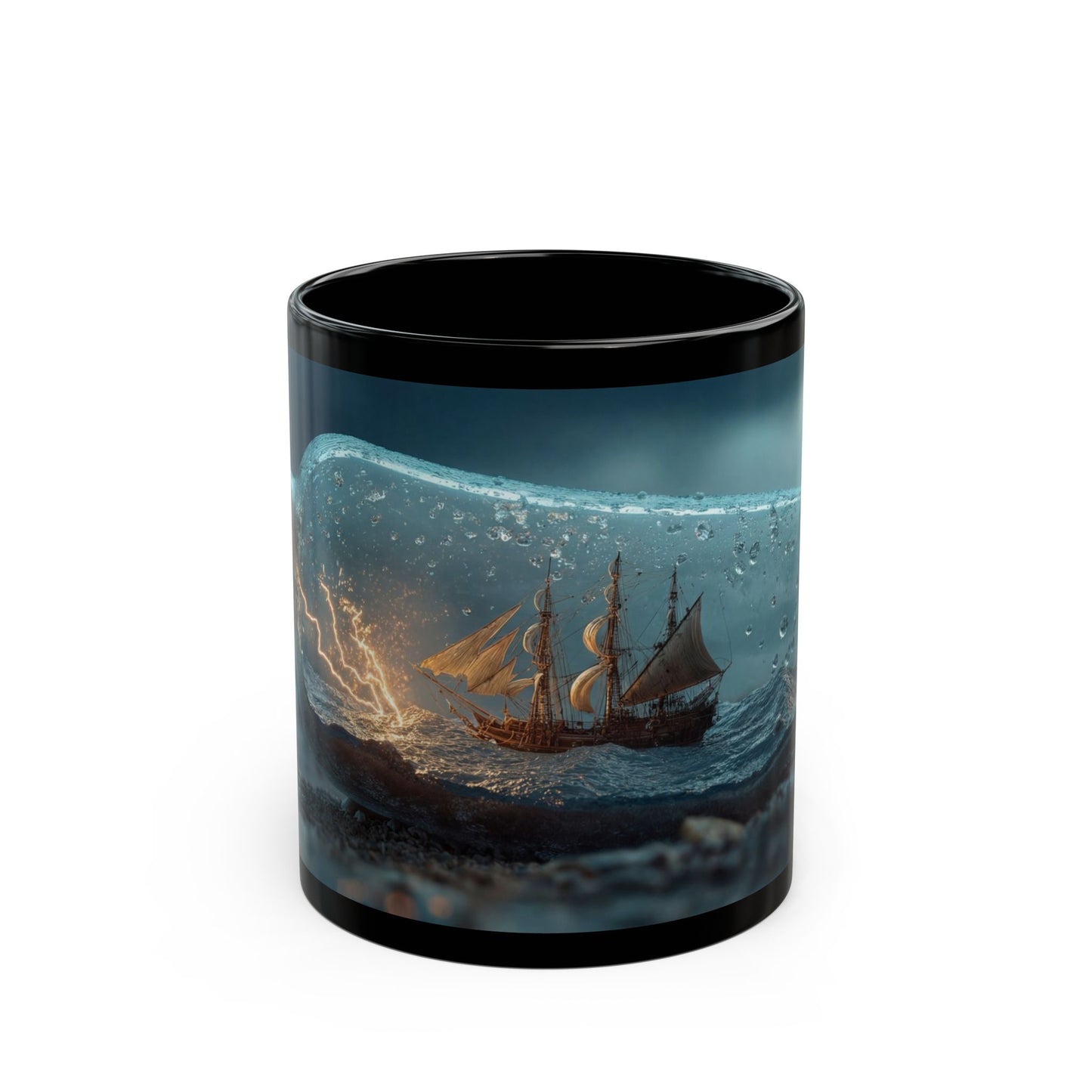 Storm-Sailed Ship in Bottle Mug – Captured Gale on a Glass Sea