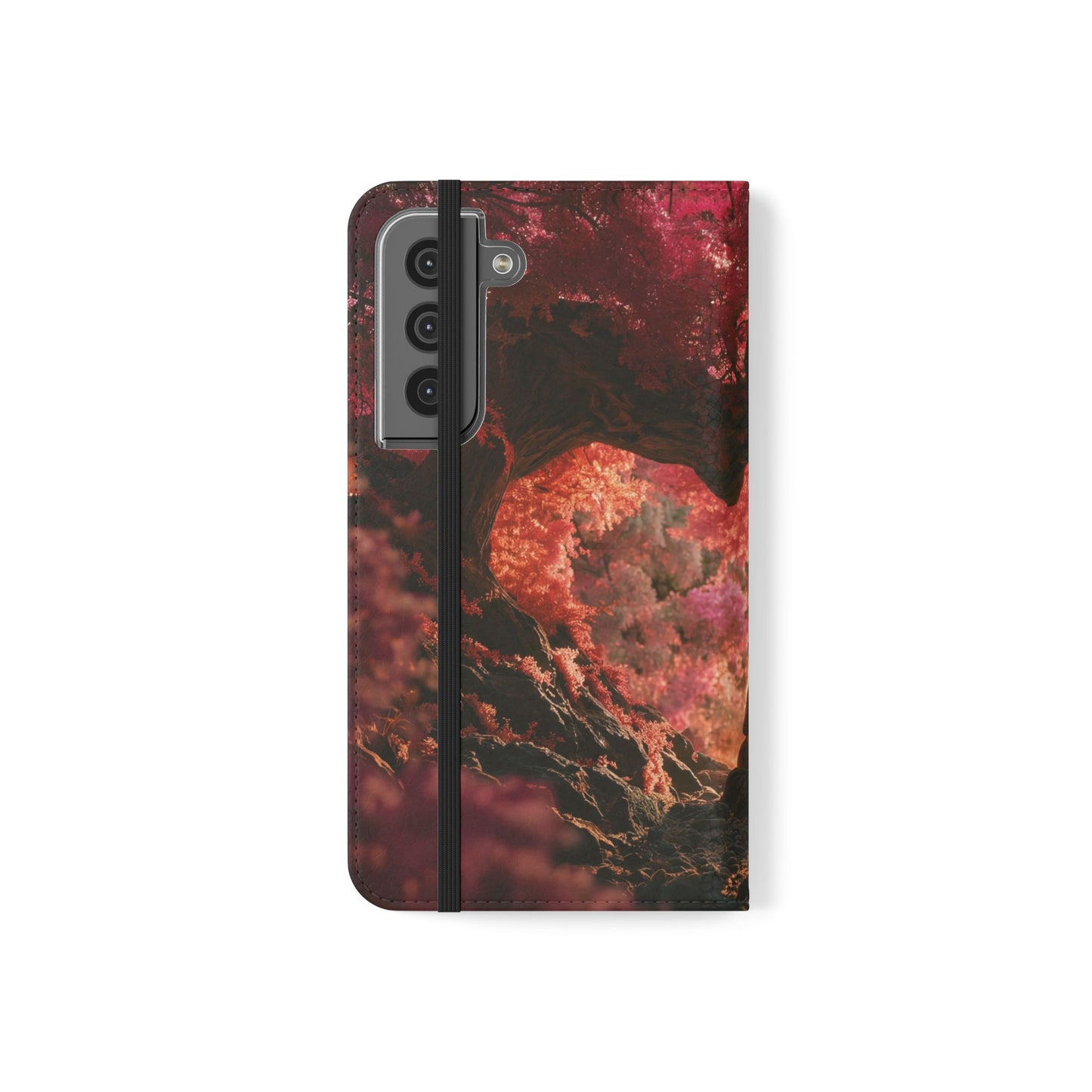 Crimson Arch Flip Cases – Heart-Shaped Canopy Romance