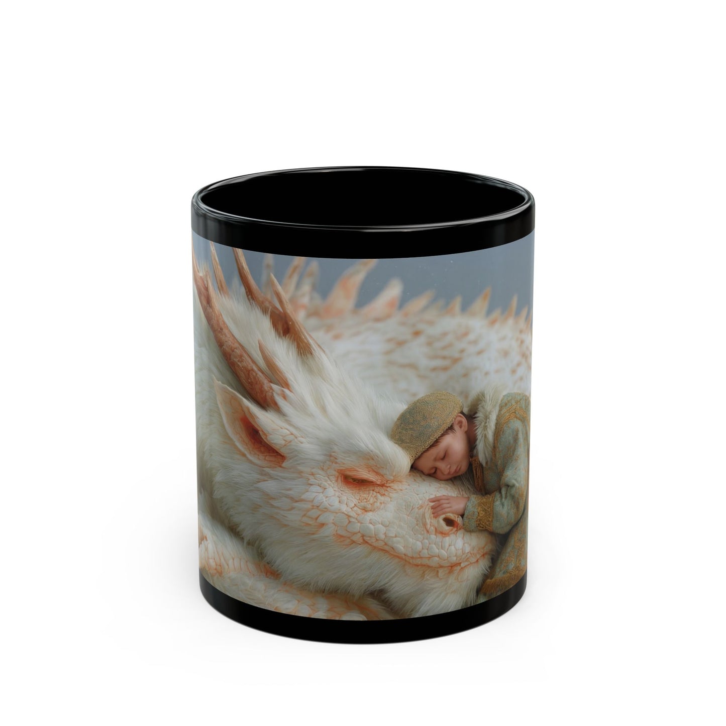 Child and White Dragon Mug – Snowbound Sanctuary Dreamscape