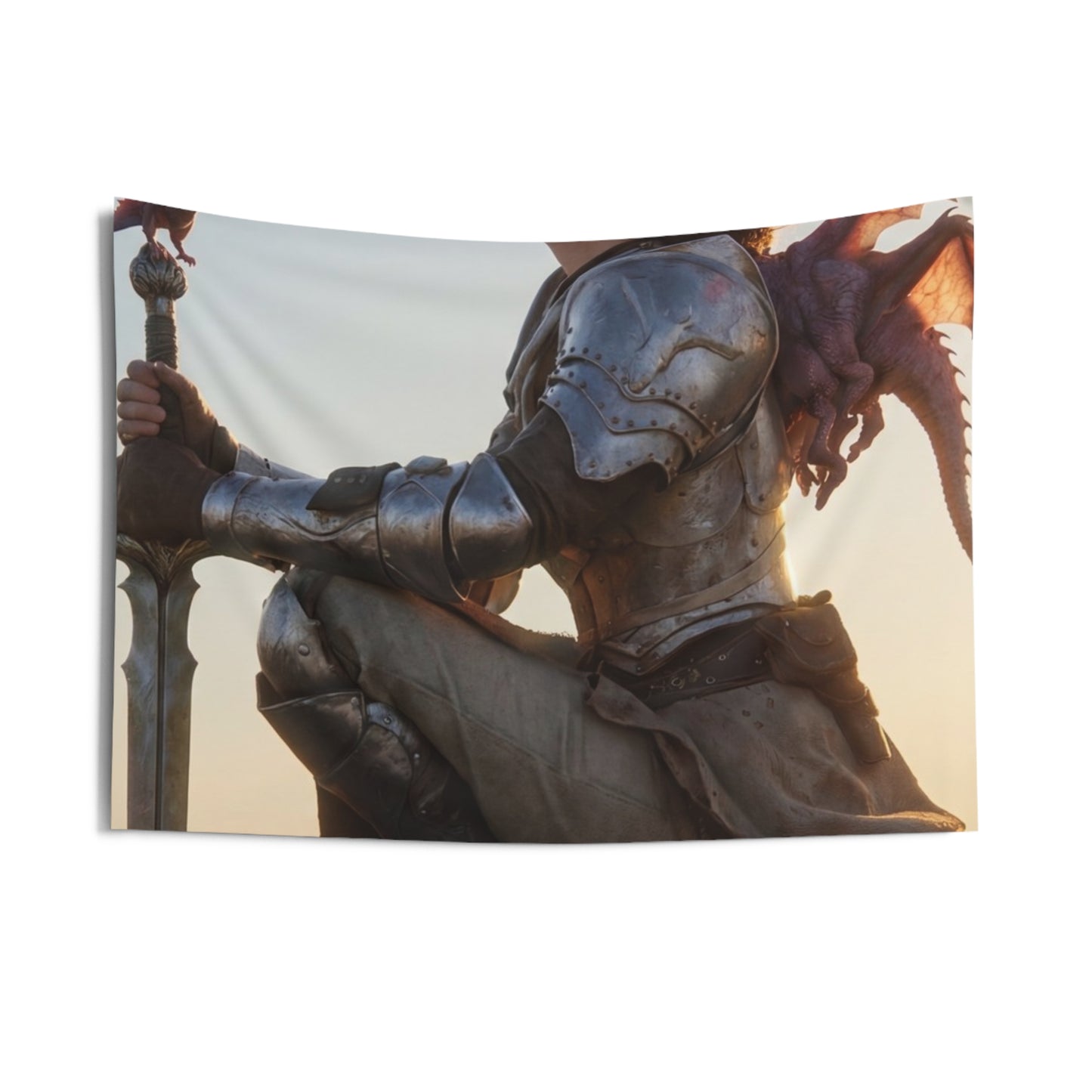 Dragon Rider Sentinel Wall Tapestry – Sunset Peak and Whispering Wings