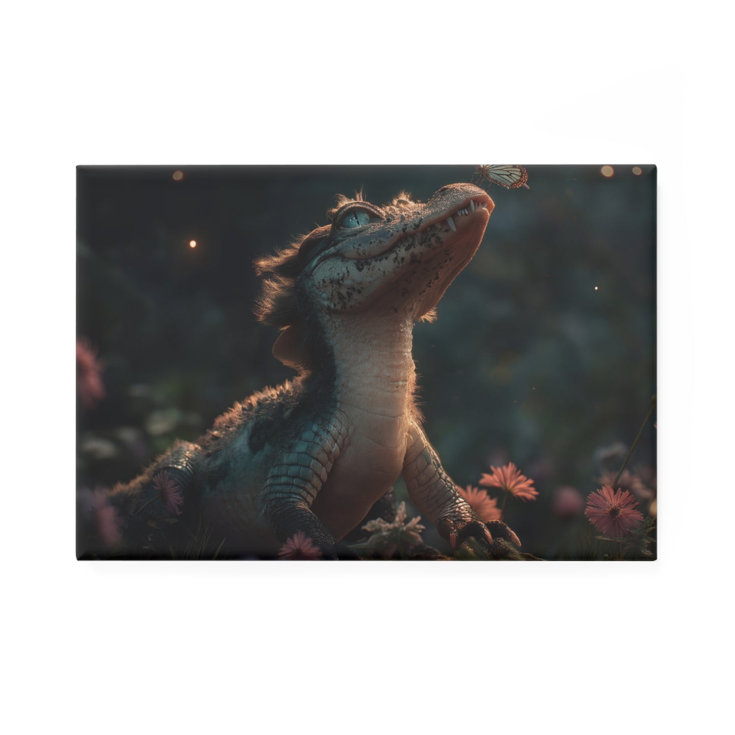 Curious Crocodile Butterfly Magnet – Whispering Twilight Encounter