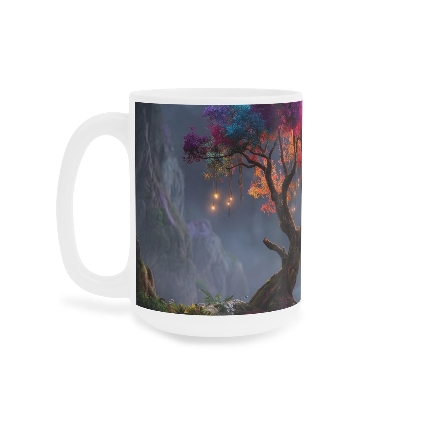 Chromatic Dream Tree Ceramic Mugs (11oz\15oz\20oz) – Moonlit Spectrum Sentinel