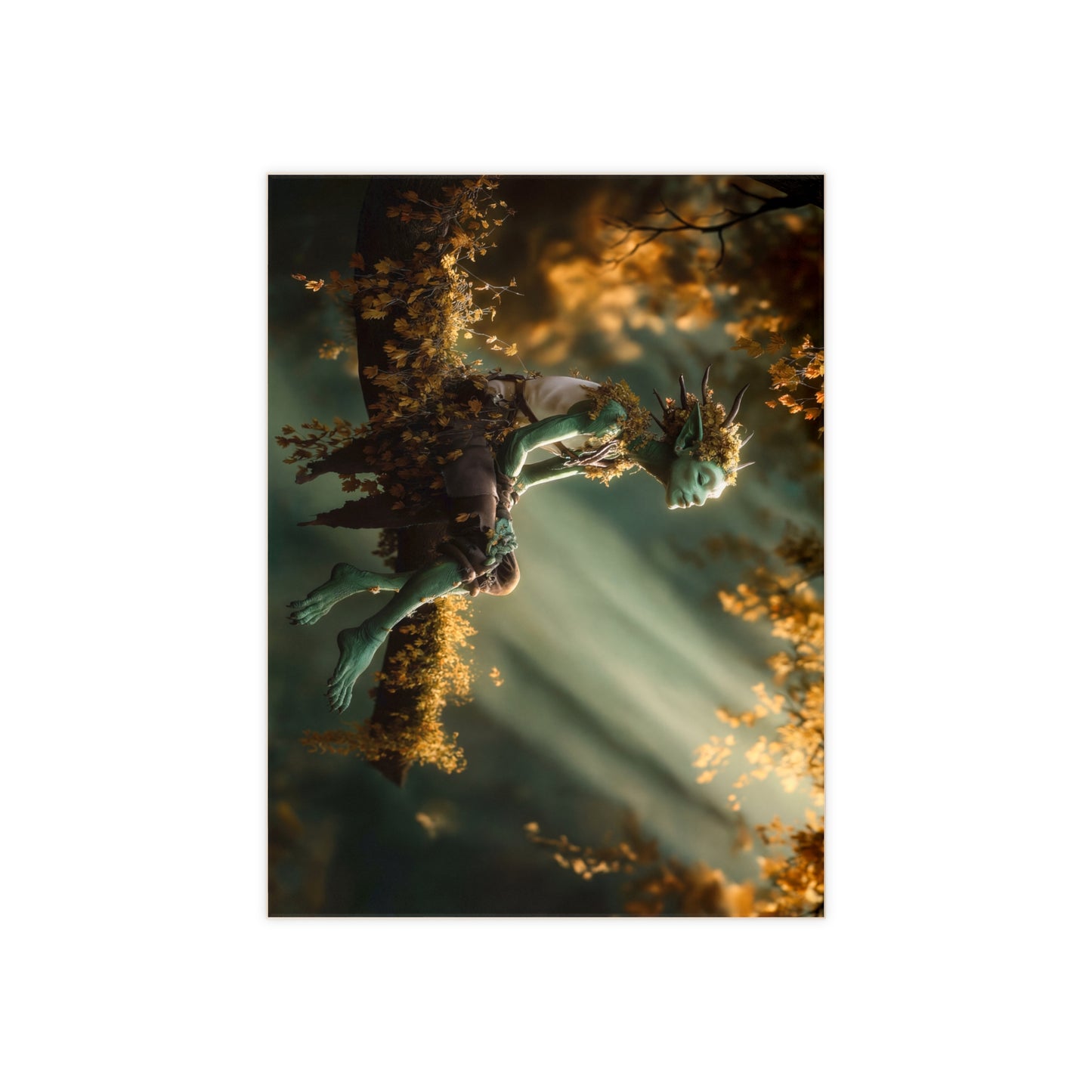Autumn Sprite Ceramic Photo Tile – Golden Leaf Reverie