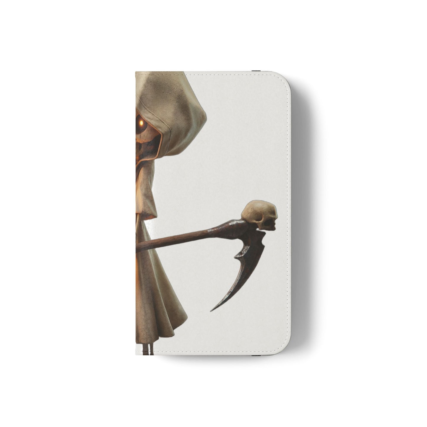 Lantern-Bearing Sentinel Flip Cases – Hooded Guardian with Scythe and Warm Glow