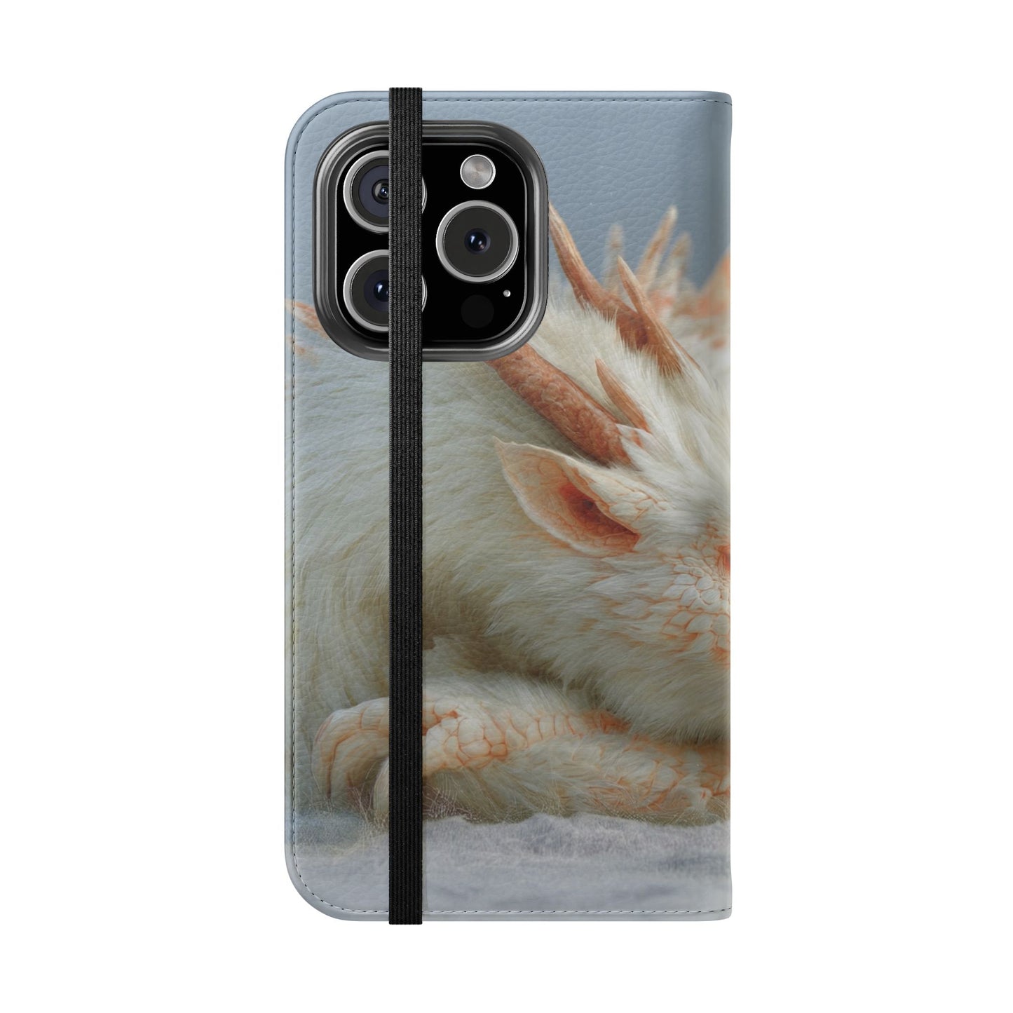 Sleeping Child and Dragon Flip Cases – Snowy Guardian Embrace