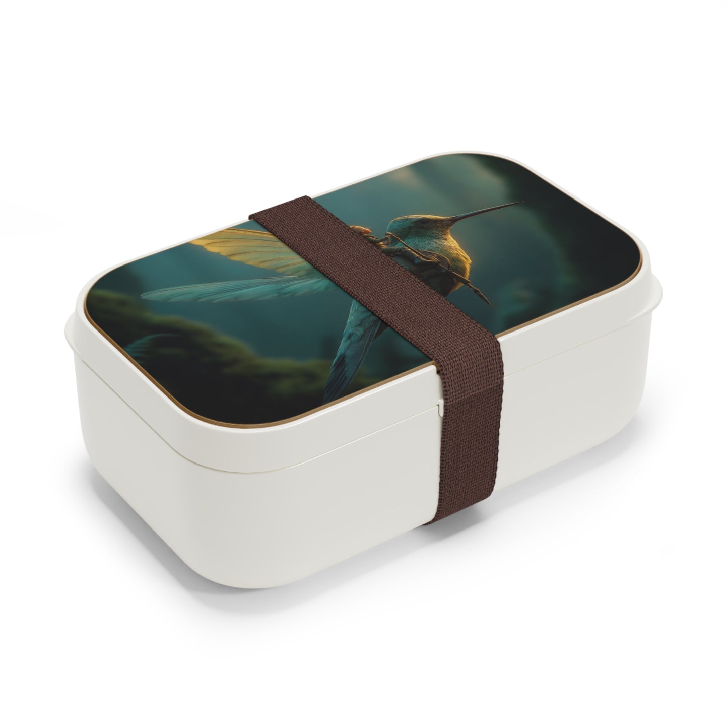 Tiny Knight on Hummingbird Bento Lunch Box – Whispers of the Emerald Canopy