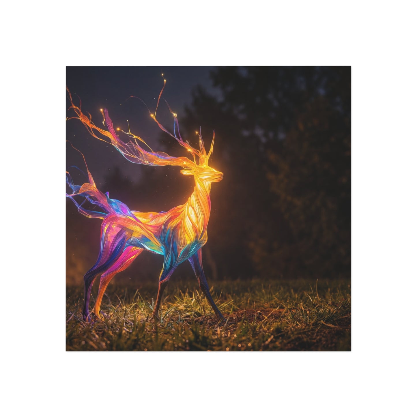 Chromatic Stag Square Magnet – Twilight Forest Luminescence